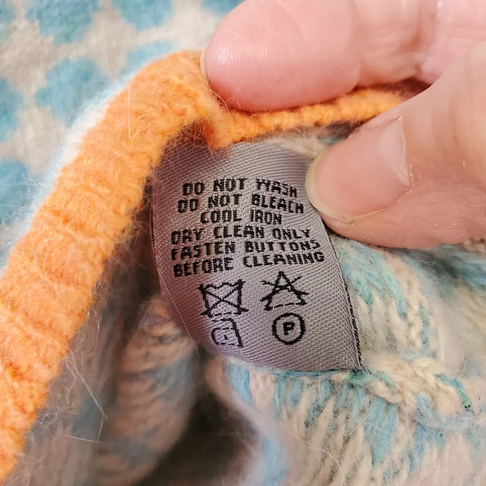 Orla Kiely Y2K Retro Polka Dot Lambswool Angora Cardigan - Picture 12 of 12